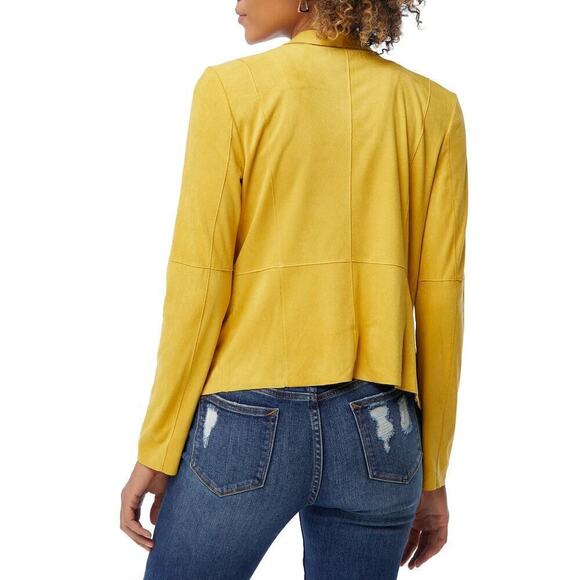 Bagatelle Faux Suede Drape Moto Jacket Blazer Open Front Yellow,‎ Size Small - Picture 13 of 15